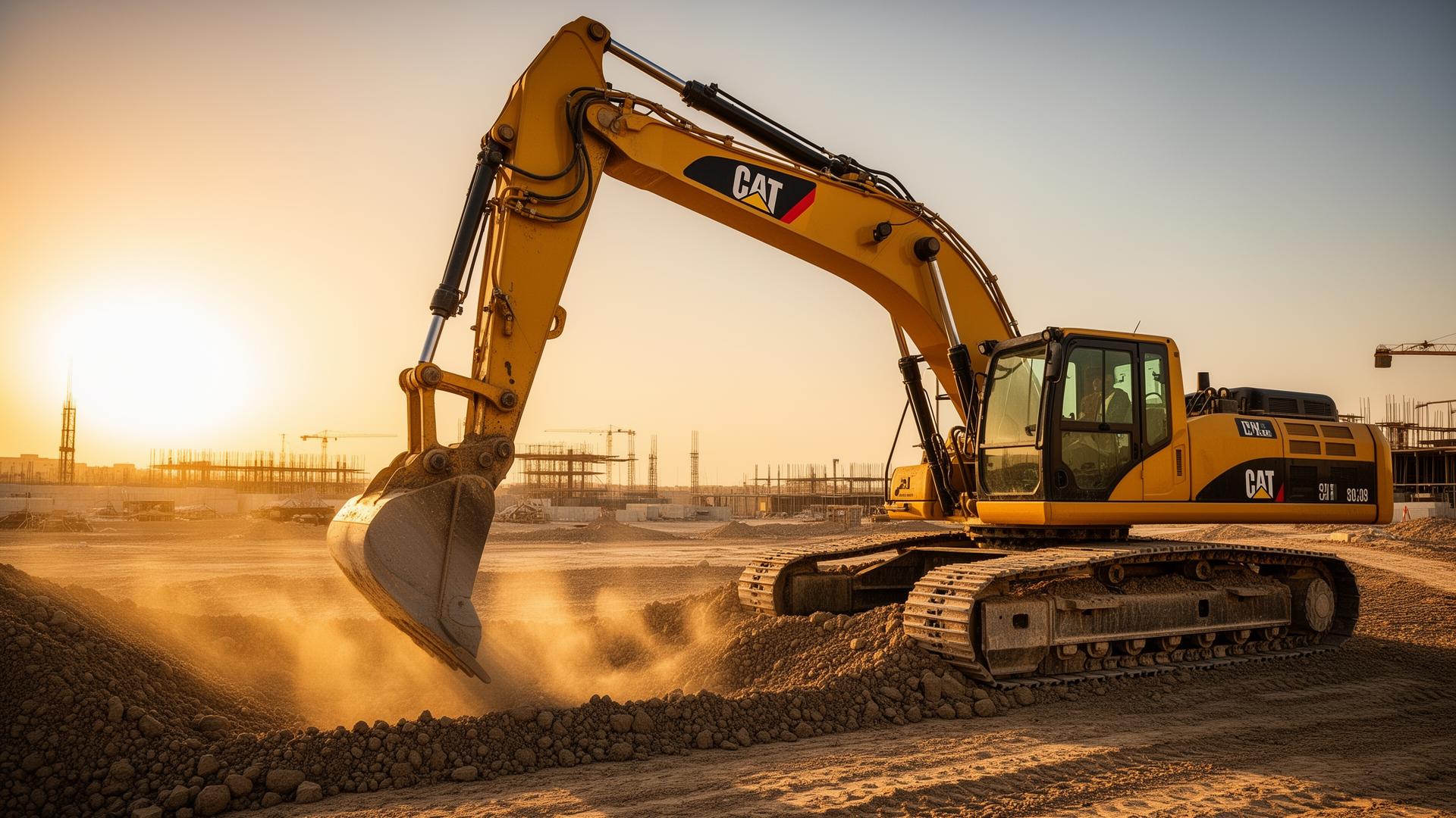 حفارة كاتربيلر ثقيلة في موقع بناء بالمملكة العربية السعودية - JASARA heavy equipment rental